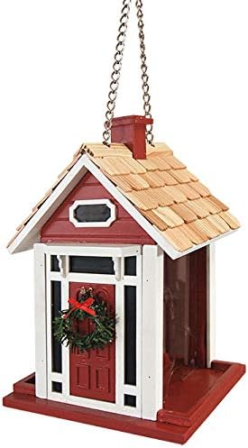 Home Bazaar Holiday Bird House and Feeder Kit, Red