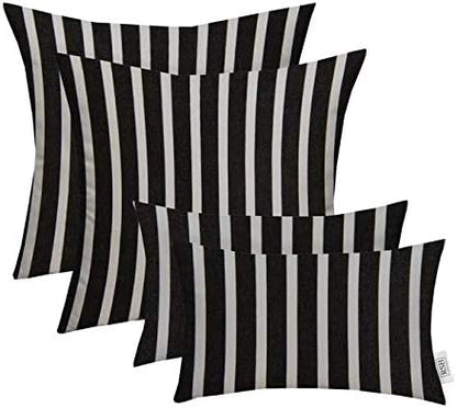 RSH DECOR: Sunbrella Lumbar & Square Pillows Set of 4 | 20" x 12" & 17" x 17" | Water and Fade-Resistant Performance Fabric | Outdoor Throw Pillows for Patio Furniture | Shore Classic