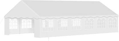 20'X40' Party Tent with Removable Sidewall Windows, Outdoor Heavy Duty Wedding Gazebo, Event Shelter Wedding Canopy Tent for Parties Carport BBQ, White & Wave Edge