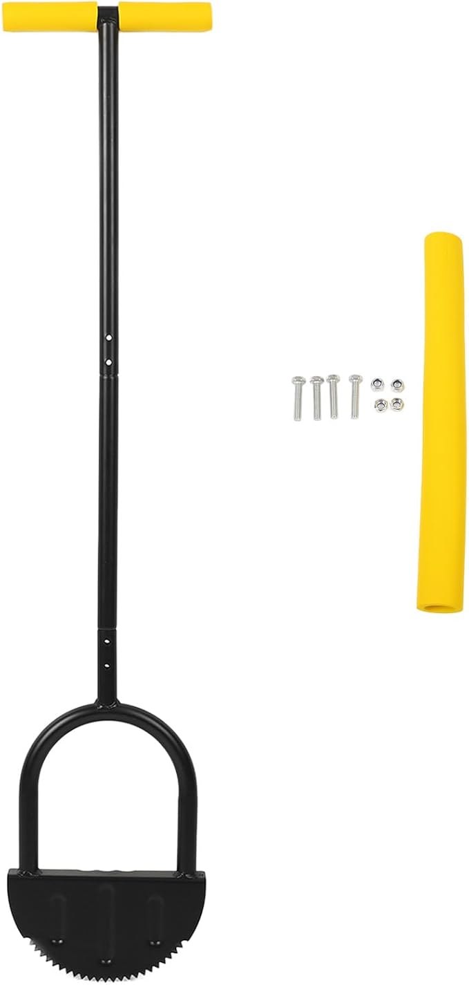 Lawn Edger Tool, Manual Grass Edger, Saw Tooth Garden Edger Hand with Long Handle, Manual Edger, Half Moon Edger for Yard, Garden, Landscaping, Sidewalk, Cable Burying