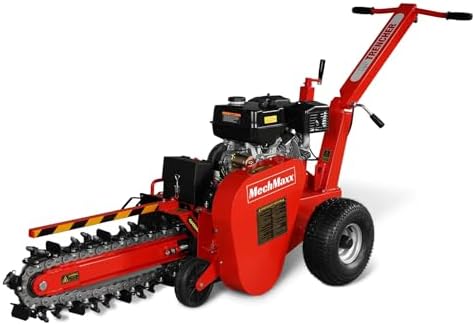 420cc 15HP E-Start Gas Powered Cable Ditching Trencher, 24'' Trench Depth, 27pcs Carbide Alloy High-Pressure Teeths, TCR1500 (Red)