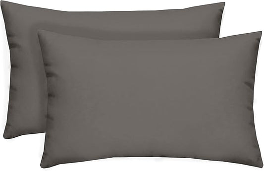 RSH DECOR: Lumbar Throw Pillows Set of 2 | 20” x 12" | All-Weather Spun Fabric | Water and Fade-Resistant | Outdoor Support Pillows for Patio Furniture | Charcoal Grey (Gray)