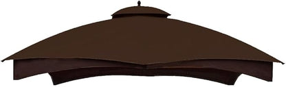 Hugline Outdoor Replacement Canopy Top Double Tier Gazebo Roof Cover for Lowe's Allen Roth 10x12 Gazebo #GF-12S004B-1 (Brown)