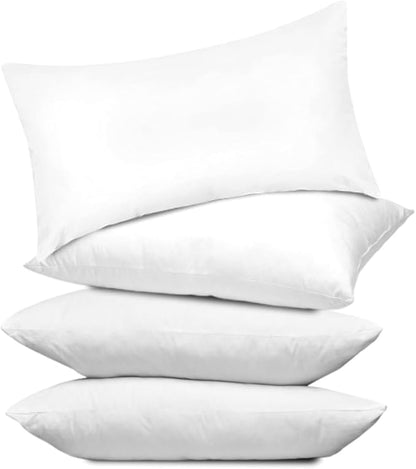 Covers & All Premium Rectangle ThrowPillow Inserts with Covers Set of 4, 14 x 22 Inches White, Decorative Cushions for Couch Sofa Home Decor Office Travel UV Resistant Waterproof Soft Cushions Pillows