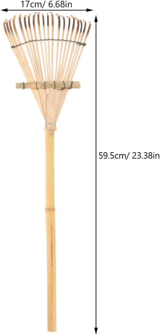 Wooden Garden Rake 20 Tines Hand Rake for Leaves Soil Spreading Lawn Care Yard Tool for Gardening Cleaning Landscaping