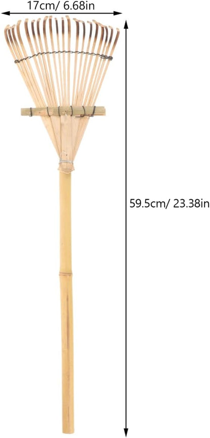 Wooden Garden Rake 20 Tines Hand Rake for Leaves Soil Spreading Lawn Care Yard Tool for Gardening Cleaning Landscaping