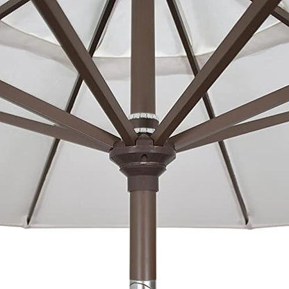 California Umbrella 9' Rd Pacific Trail Series Aluminum Patio Umbrella, Crank Lift, Push Button Tilt, Black Finish, Sunbrella Cabana Classic Fabric