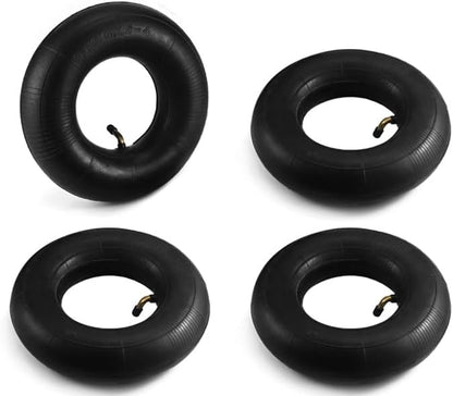 QWORK 4.10/3.50-4 Wheelbarrow Inner Tube, 4 Pack Replacement Inner Tubes, Bent Valve, for Lawn Movers, Hand Trucks