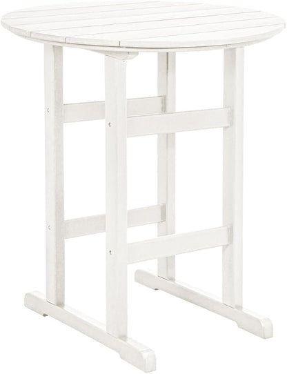 Sundale Outdoor Adirondack Round Bar Table, 39 Inch Height Patio Large Pub Table for 4, All Weather HDPE High Top Bistro Counter Tabl for Outside Deck Porch Balcony Poolside (White)