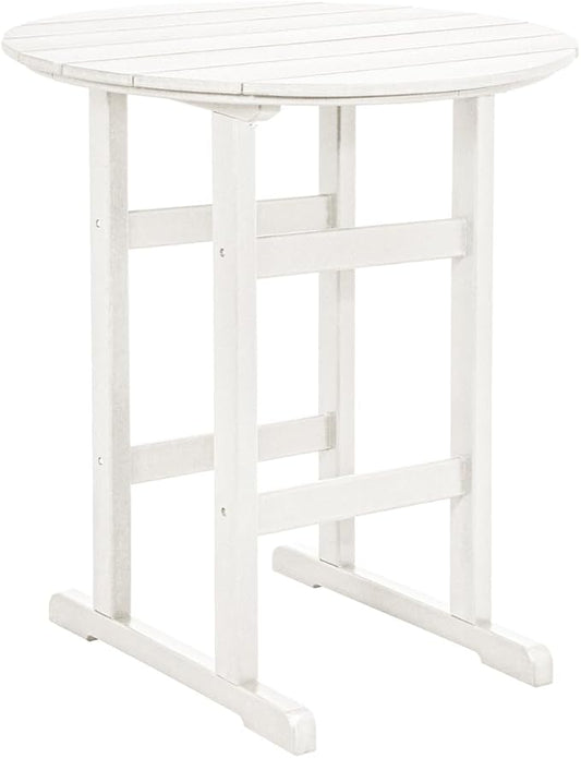 Sundale Outdoor Adirondack Round Bar Table, 39 Inch Height Patio Large Pub Table for 4, All Weather HDPE High Top Bistro Counter Tabl for Outside Deck Porch Balcony Poolside (White)