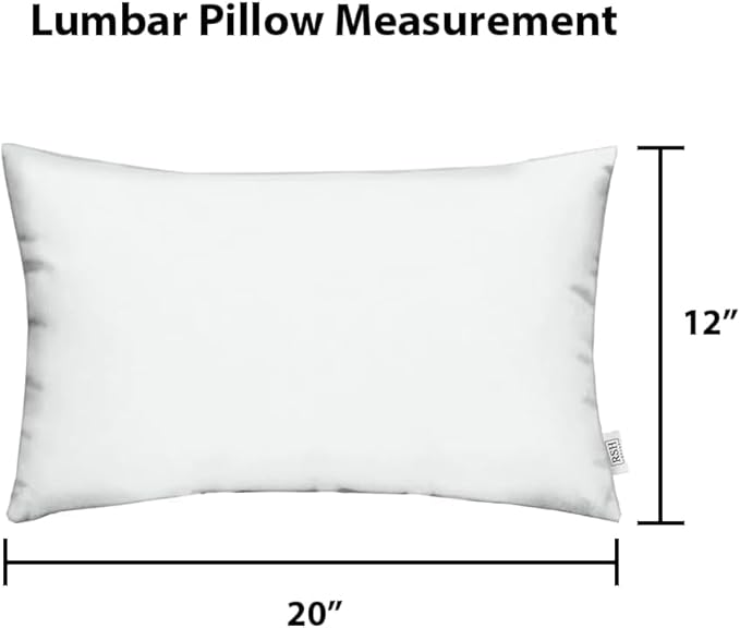 RSH DECOR: Lumbar Throw Pillows Set of 4 | 20” x 12" | All-Weather Spun Fabric | Water and Fade-Resistant | Outdoor Support Pillows for Patio Furniture | Branson Pewter Plaid