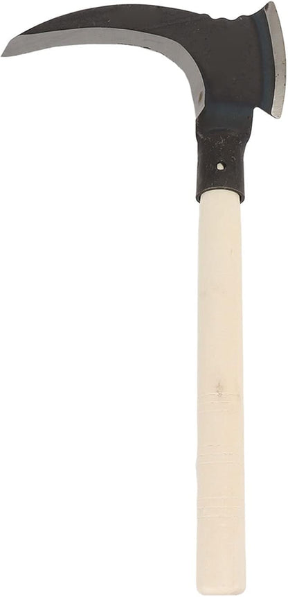 Weeding Sickle, High Manganese Steel Double Sickle Gardening Multipurpose Manual Agricultural Weeding Tools for Gardening Tools (Single Cutter Head, Wooden Stick)