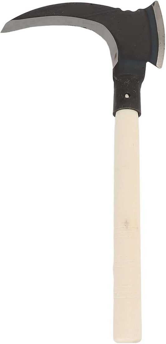 Weeding Sickle, High Manganese Steel Double Sickle Gardening Multipurpose Manual Agricultural Weeding Tools for Gardening Tools (Single Cutter Head, Wooden Stick)