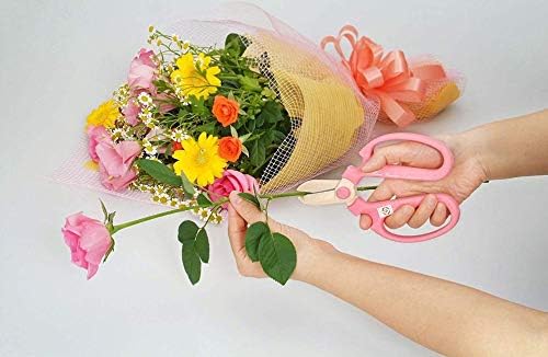 Japanese Florist Scissors – Professional Ultra Sharp Flower Shears Made in JAPAN for Ikebana Floral Design & Gardening SAKAGEN HAND CREATION F-170 (Pink)