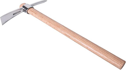 Gardening Pick Axes, 2 in 1 Multifunctional Mattock Pickaxe, Stainless Steel Double Headed Pickaxe with Wooden Handle for Weeding, Loosening Soil, Planting Vegetables, Digging Holes A
