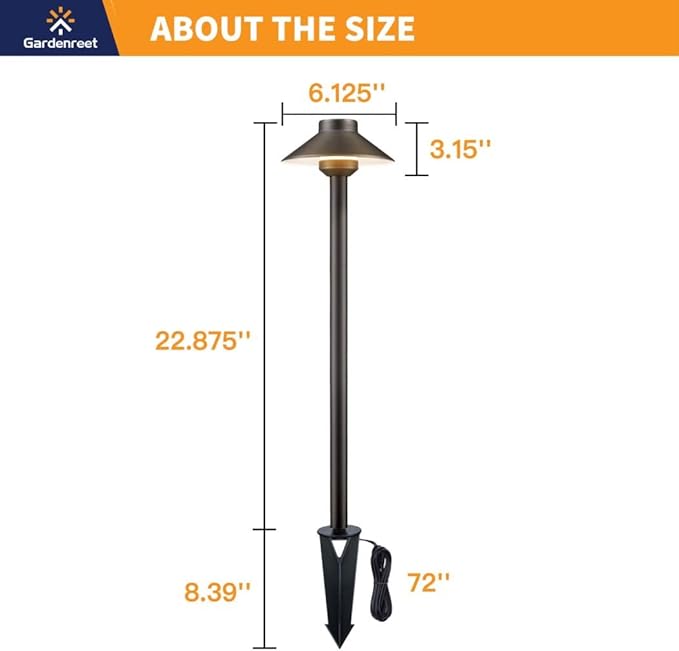 Gardenreet Brass Low Voltage Landscape Path Lights(6 Pack) Kit 12V LED with Low Voltage Transformer 150W and Mechanical Timer and 100FT Wire and 30Pack Connectors for Outdoor Yard Patio Driveway