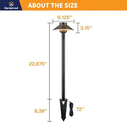 Gardenreet Brass Low Voltage Landscape Path Lights(6 Pack) Kit 12V LED with Low Voltage Transformer 150W and Mechanical Timer and 100FT Wire and 30Pack Connectors for Outdoor Yard Patio Driveway