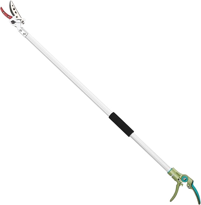 Tree Pruner for Garden, Cut Capacity 1/2 Inch & Hold Pole Pruner, Lightweight Fruit Picker with Non-slip handle, Long Reach Tree Branch Cutter with Aluminum Pole, 4.2 FT| LFX112