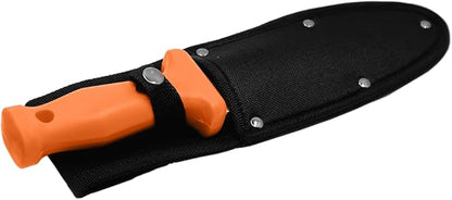 Zenport K246 Deluxe ZenBori Soil Knife with Sheath, 6-Inch Stainless Steel Serrated Blade and Depth Measurement Markings, Orange Handle