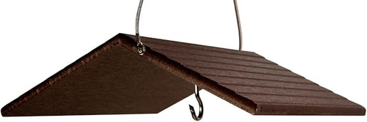 JCs Wildlife Poly Weather Cover - Rain Guard - Hang Bird Feeder or House Underneath for Protection from Rain or Snow - Easy to Clean and Use (Medium, Brown)