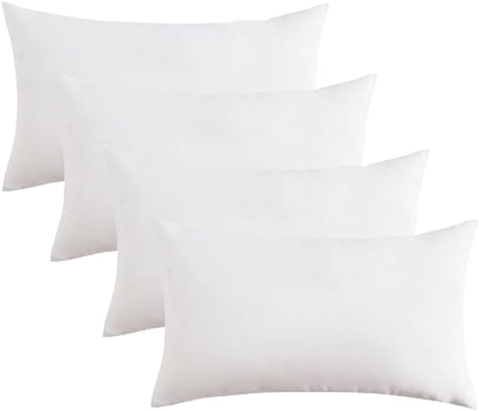 Covers & All Premium Rectangle ThrowPillow Inserts with Covers Set of 4, 14 x 22 Inches White, Decorative Cushions for Couch Sofa Home Decor Office Travel UV Resistant Waterproof Soft Cushions Pillows