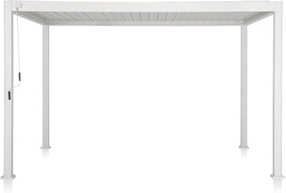 Mirador 111S Round Louvered Pergola Gazebo, 10Ft x 13Ft, Full Aluminum Frame, Adjustable Roof, Outdoor, Durable, White