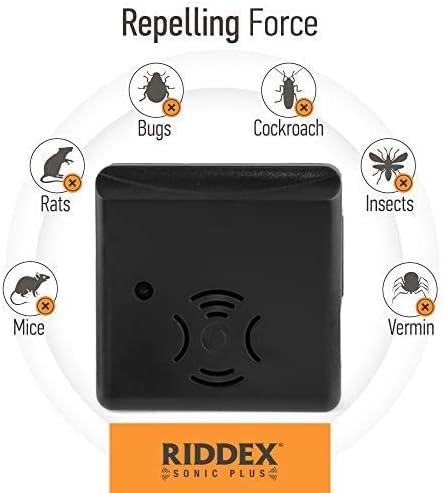 Riddex Sonic Plus Ultrasonic Pest Repeller, Plugs in with extra Outlets Indoor Use - Insect Repellent - Bug Repellents for Home Defense - Protect Against Rodents & Insects, Chemical Free(3 Pack Black)