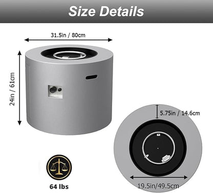 32" Smokeless Propane Fire Pit Table w/Lid, All in One Outdoor Fire Table, Alloy Steel Round Patio Firepit Table 50,000 BTUs, Lava Rocks, Weatherproof Cover, CSA Certified, for Deck, Backyard and Pool