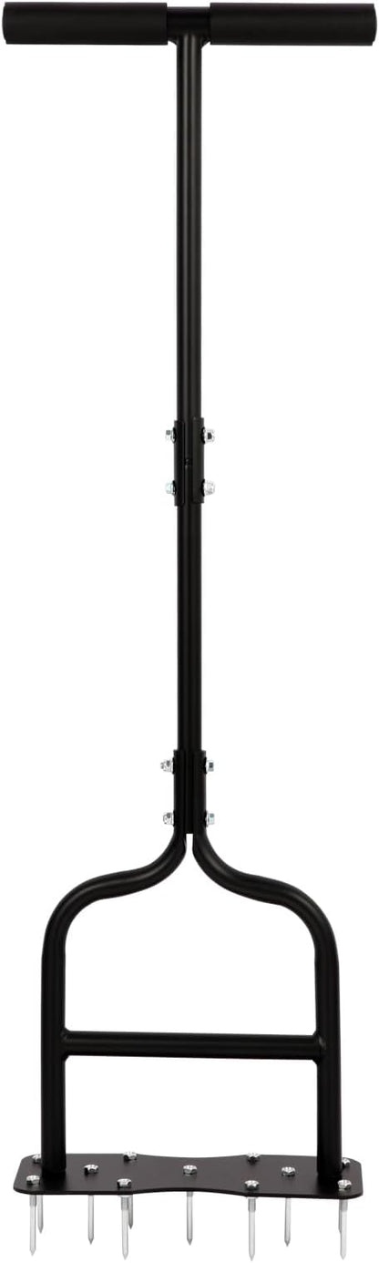 sancat Lawn Aerator,Spike Aerator, Heavy Duty Manual Lawn Aerator Tool with 11 Iron Spikes, Grass Aerator Tools for Yard, Lawn Aeration, Height Adjustable Garden Tool, Revives Lawn Health