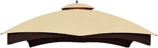 Hugline Outdoor Replacement Canopy Top Double Tier Gazebo Roof Cover for Lowe's Allen Roth 10x12 Gazebo #GF-12S004B-1 (Beige)