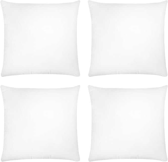Covers & All Premium Rectangle ThrowPillow Inserts with Covers Set of 4, 16 x 24 Inches White, Decorative Cushions for Couch Sofa Home Decor Office Travel UV Resistant Waterproof Soft Cushions Pillows