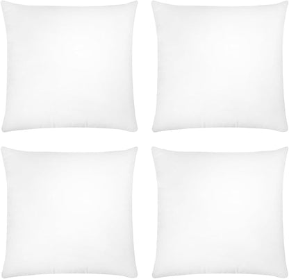 Covers & All Premium Rectangle ThrowPillow Inserts with Covers Set of 4, 16 x 24 Inches White, Decorative Cushions for Couch Sofa Home Decor Office Travel UV Resistant Waterproof Soft Cushions Pillows