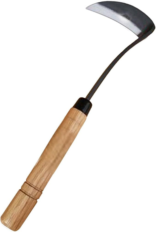 Kana Hoe 217 Japanese Garden Tool - Hand Hoe/Sickle is Perfect for Weeding and Cultivating,Solid Wood Handle for Gardening Tools