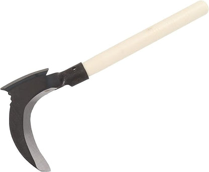 Weeding Sickle, High Manganese Steel Double Sickle Gardening Multipurpose Manual Agricultural Weeding Tools for Gardening Tools (Single Cutter Head, Wooden Stick)
