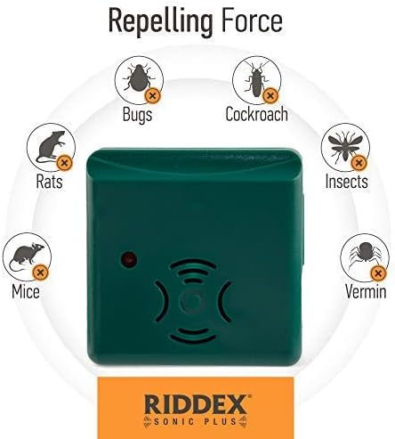 Riddex Sonic Plus Ultrasonic Pest Repeller, Plugs in with extra Outlets Indoor Use - Insect Repellent - Bug Repellents for Home Defense - Protect Against Rodents & Insects, Chemical Free(3 Pack Green)
