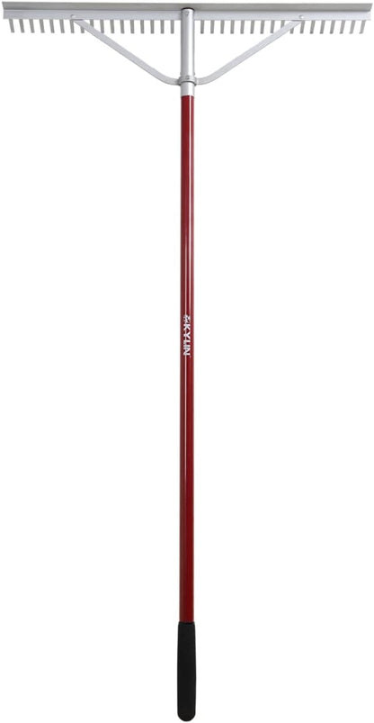 KYLIN Landscape Rake Heavy Duty with 36Tines 36Inch Wide Aluminum Head 60Inch Handle, Large Leaf Rake Tool for Loosening Soil, Lawn Care, Weeding Lake, Garden, Pond, Beach Landscaping