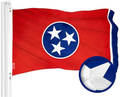 G128 Combo Pack: USA American Flag 3x5 Ft Embroidered Stars & Tennessee State Flag 3x5 Ft Embroidered