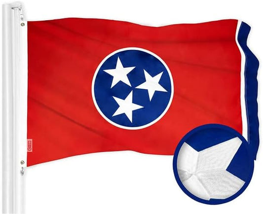 G128 Combo Pack: USA American Flag 3x5 Ft Embroidered Stars & Tennessee State Flag 3x5 Ft Embroidered