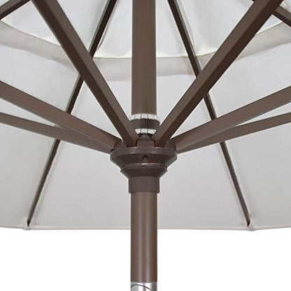 California Umbrella 9' Rd Pacific Trail Series Aluminum Patio Umbrella, Crank Lift, Push Button Tilt, Black Finish, Sunbrella Cabana Regatta fabric