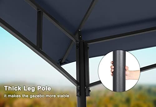 MASTERCANOPY Outdoor Garden Gazebo for Patios with Stable Steel Frame and Netting Walls (10x12,Navy Blue)