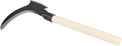Weeding Sickle, High Manganese Steel Double Sickle Gardening Multipurpose Manual Agricultural Weeding Tools for Gardening Tools (Single Cutter Head, Wooden Stick)