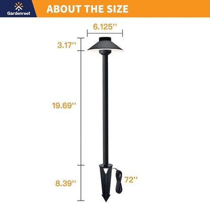 Gardenreet Solid Brass 12V LED Landscape Lighting Kit (12 Black Path Lights) with 300W Low Voltage Transformer and Mechanical Timer and 250FT Wire and 50Pack Connectors for Outdoor Pathway Garden