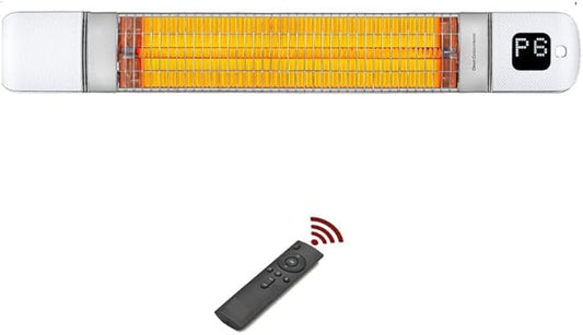 Infrared Patio Heater, Carbon Wall Mounted Heater 300/1500W, 6 Heat Modes Outdoor Heater, IP55 Waterproof, Instant Heat in 3 Seconds, Remote Control (WHITE)