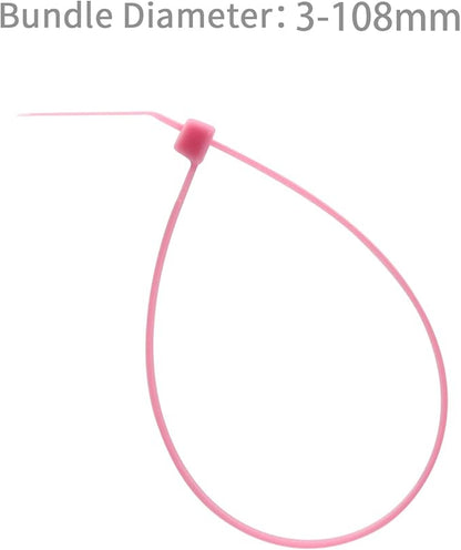 XINGO 100PCS Cable Zip Ties Heavy Duty, Premium Nylon Plastic Wire Ties with 50 Pounds Tensile Strength, Self-Locking Black Nylon Zip Ties for Indoor and Outdoor (16 inch, Pink)