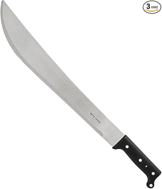 Zenport MP15 Machete with Sheath, 15-Inch, 15 Inch Carbon Steel Blades, Silver/Black