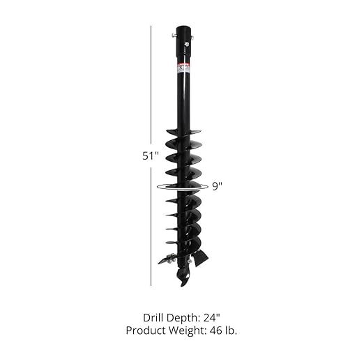 Titan Attachments 9" Auger Bit for 3 Point Post Hole Digger, 24" Drilling Depth with Fishtail Point, HD Steel, Digging Bit Only