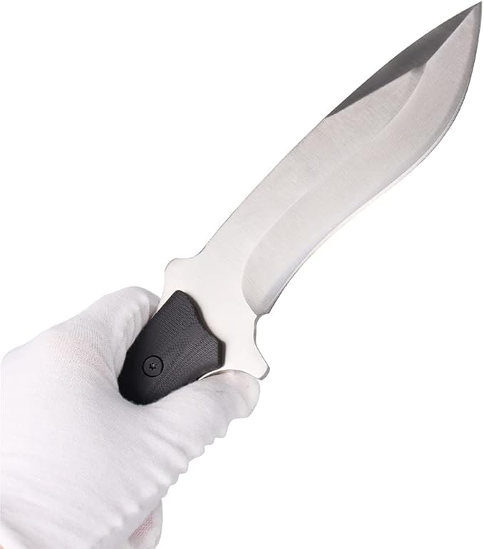 MASALONG kni227 dog leg straight fxied blade Bowie full tang Hunting Knife with Leather Sheath for Camping, Hiking, Survival