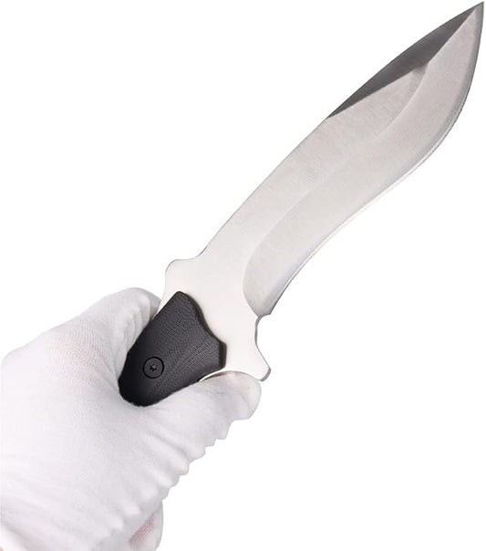 MASALONG kni227 dog leg straight fxied blade Bowie full tang Hunting Knife with Leather Sheath for Camping, Hiking, Survival