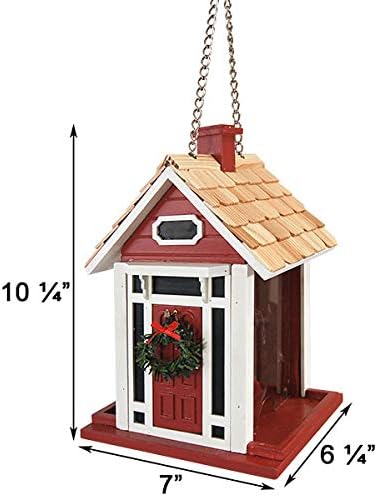 Home Bazaar Holiday Bird House and Feeder Kit, Red
