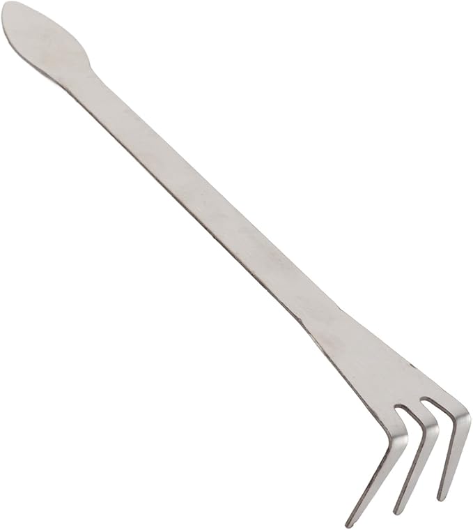 3 Prong Root Rake, Stainless Steel Root Pick Rake, Small Loosen Soil Bonsai Tree Tools with Ergonomic Handle for Gardening Plants Loosen and Aerates Soil, 9.06 x 1.18in